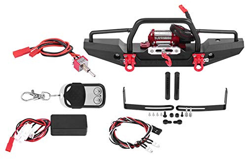 Yctze Aluminum Alloy Front Bumper with Winch, Upgrade Part for 1/18th Scale -4 RC Car Crawler, Accessory for High Trail Body Sport, SCX10 Bumpers, Demon Defender