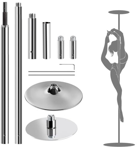 FFitness Unisex – Erwachsene Polec Pole Dance Stange, Silber/schwarz, Einheitsgröße