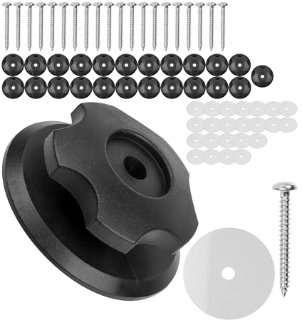Runde Planenknöpfe zum Anschrauben, 24 Pack, inkl. M4 x 30 mm Edelstahl Schrauben, Klebesticker, Ø 36 x 14 mm Rundknöpfe für Spanngummis von Anhänger Netzen, Planen, Befestigungshaken Ladungssicherung