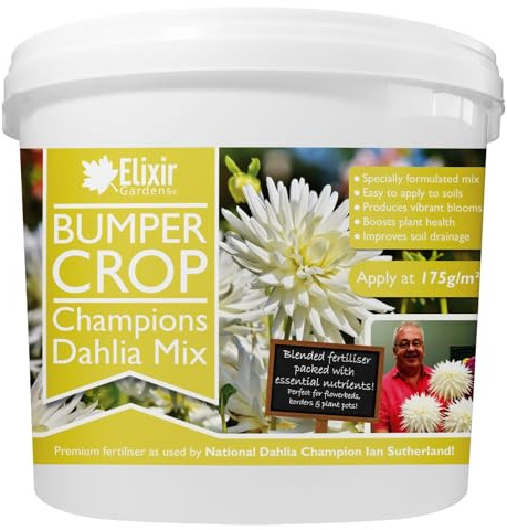 Elixir Gardens Champions Dahlia Mix | Blended Fertiliser/Feed for Tuber/Tuberous Plants & Flowers inc. Dahlia, Zinnia, Begonia, Tulips, Daffodils 5kg Tub