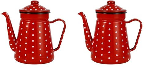 Oladfiop 2X 1.2L Enamel Coffee Pot Pour over Milk Water Jug Pitcher Teapot Kettle for Gas Stove and Induction Cooker A
