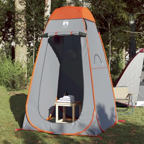 Tino Tech Tente brise-vue, grande tente, lancée, pour festival, trekking, extérieur, fête, groupe, famille, 120 x 120 x 185 cm, en polyester gris et orange