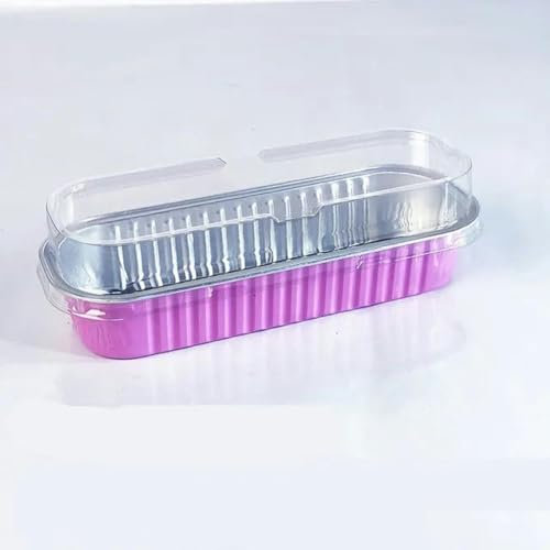 50 pirottini rettangolari con coperchio, 200 ml, in foglio di alluminio, pirottini, contenitori per dessert, cupcake, involucri per feste, matrimoni, rosa rossa