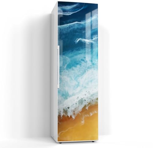 DEQORI Magnetfolie für Kühlschrank 60x200 cm | Motiv Meeresflüstern | dekorative Magnetmatte Gefrierschrank Schutz | Magnet Deko-Folie selbstklebend, magnetisch & beschreibbar