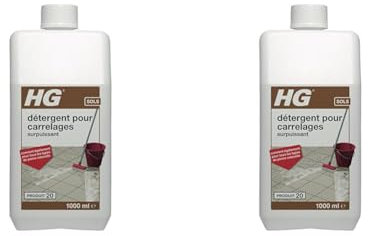 HG Détergent Surpuissant pour Carrelages - Produit Nettoyant pour Sols Carrelés, Carrelage & Joints, Utilisable à la Serpillère ou à l'Autolaveuse (1 L) (Lot de 2)
