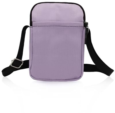 AdiStylinno Kleine Handy Umhängetasche Damen, Leichte Canvas Handytasche Geldbörse mit Verstellbar Nylonriemen, Mode Mini Crossbody Bag Phone Tasche kleine Schultertasche für Damen Herren (Lila)