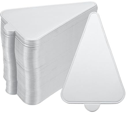 sourcing map 200pcs Mini Cake Boards, Mousse Cake Cardboards Triangle Cake Bases Plates Cupcake Dessert Displays Base Tray for Cupcakes, Cakes, Pastries, Dessert Base-Grease Proof(Silver Tone)