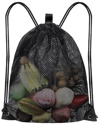 YDHfdc Mesh Bags 45x40cm Mesh Beach Bags with Drawstring Swimming Bag Black Drawstring Gym Bag Net Bags for Swimming, Beach, Gym, Shopping