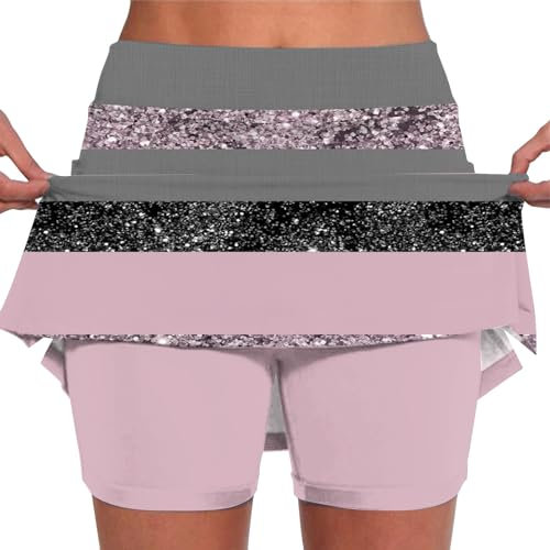 Kurze Röcke und Paillettenröcke für Damen, funkelnde Damenhose, einfarbig, mittlere Taille, Culotte, kurze Röcke, schmale Hose, schwarzes Halloween-Kostüm, rose, XXL