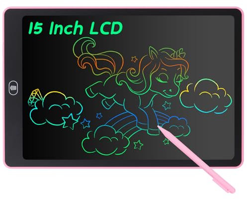 Coolzon LCD Schreibtafel, 15 Zoll Bunte Bildschirm Schreibtablett für Kinder Erwachsene, Löschbare LCD-Zeichenbrett Elektronische Schreibtafel Tragbar LCD Drawing Writing Tablet, Pink