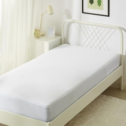 Amazon Basics Coprimaterasso con chiusura lampo, impermeabile e a prova di cimici, Singolo, 90 x 200 x 30 cm, Bianco