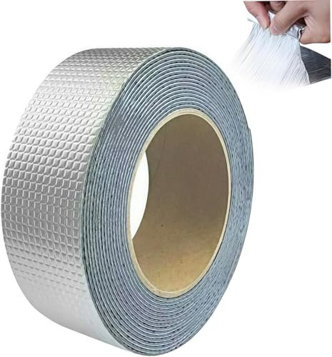 Zhenghebuy Nastro Butilico,50mm x 5m Nastro Sigillante Impermeabile,Autoadesivo Nastro in Alluminio per Riparazione di Tetti,Grondaie,Perdite