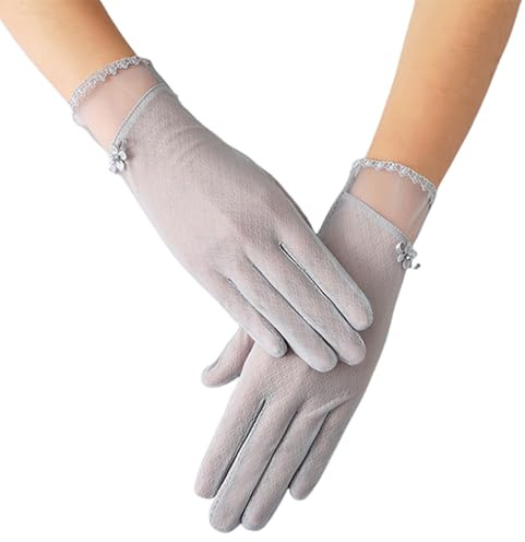 OTKARXUS Women Summer Sun Protection Gloves,1 Pair Ice Silk Lace Non Slip Driving Gloves,Full Finger Touchscreen Sunblock Gloves Mittens for Riding Cycling Hiking Fishing Outdoor Activities
