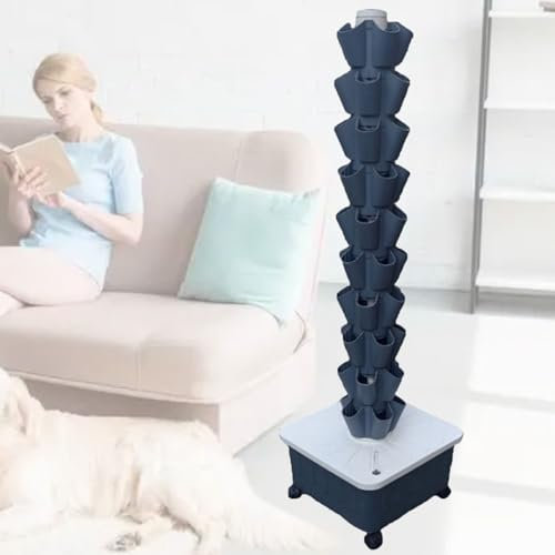 Vertical Hydroponic Tower,Soilless Cultivation Hydroponic Planting Columns,Hydroponics Garden Grow Tower,for Indoor/Outdoor Planting Equipment,Gray-10-layer