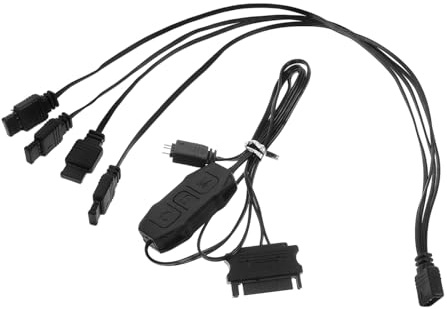 Tofficu Rgb Lighting Controller for PC Addressable Rgb Controller Mini Hub to Ports Compatible Computer Case Lighting and Gaming Setup