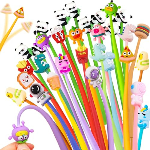 AUNGKWANG 32 Stück Lustige Stifte für Kinder, Kawaii Stifte, Lustige Gelschreiber mit Cartoon Muster, Gastgeschenk für Mitgebsel Kindergeburtstag, Give Aways Kindergeburtstag