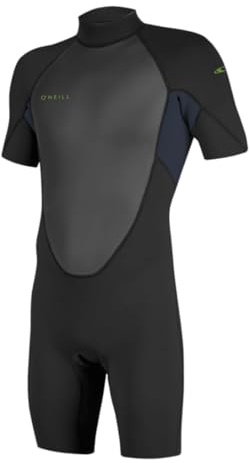 O'Neill Youth Reactor-2 2mm Back Zip S/S Spring Kinder Shorty Neoprenanzug Wetsuit, Farbe:Black/Slate, Groesse:12