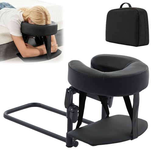 Massage Kopfstütze für Bett, Massagetisch Gesicht Wiege Mit Kissen schwarze | Massagekissen Kopf Loch,Universal Verstellbare Kopfstütze Gesicht Unterstützung Halterung, für Massagetisch U-Förmige Kissen