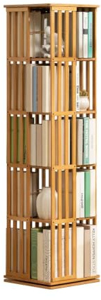 MumaHome Libreria Verticale Girevole 360° in Bambù con 5 Ripiani