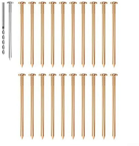 Filteilect Chiodi di rimozione per ceppi d'albero, chiodi in rame, 8,9 cm e 10,2 cm, confezione da 15/25/20 pezzi con punta da trapano, inibitore della crescita delle piante ecologico (20 pezzi)