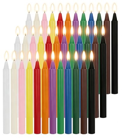 Artisoul 36 Stück Bunte Stabkerzen Tafelkerzen, Ø1,2 cm · 16 cm Lange Kerzen, Rauchfrei & Tropffrei, 12 Farben Spitzkerzen für Geburtstag, Tischdeko, Hochzeit, Weihnachten, Advent, Meditation & Gebet