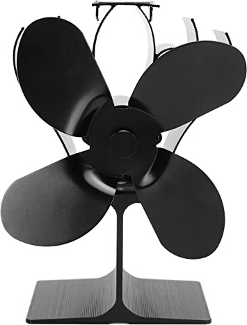 Juqrelith Ventilador para Estufa de Leña con 4 Aspas, 152mm de Diámetro, Resistente al Calor, Negro - Autoarranque Silencioso, Alta Velocidad, Ideal para Hogares sin Electricidad