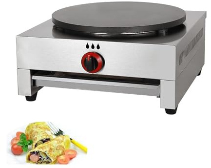 Style1 Professional crêpe Maker Machine pour crêpes, crêpes, gaz, crêpes professionnelles, diamètre 40 cm, avec assiette anti-adhérente, pour Omelettes Tortilla, [classe énergétique A]