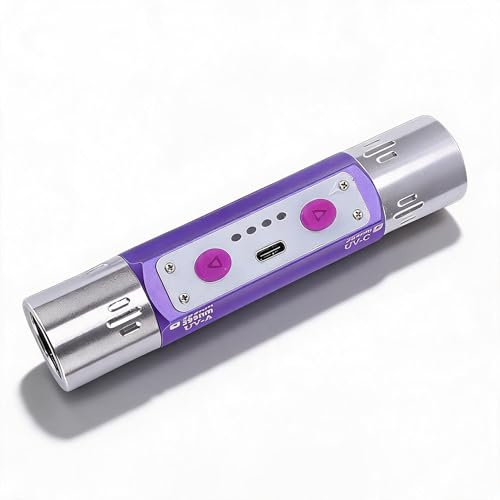 Dpofirs Linterna de Luz Violeta, 254 Nm 365 Nm Detector de Linterna de Luz Violeta de Mano de Doble Cabeza Recargable para Joyería Tinta Moneda Agente Fluorescente