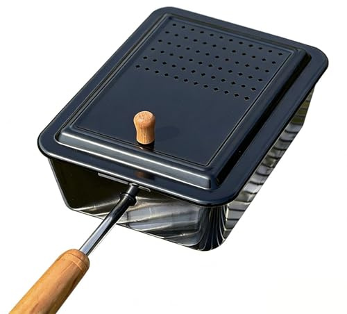 Campfire Popcorn Poppers - Old Fashioned Outdoor Popcorn Maker with Long Wood Handle | Non-Stick Foldable Camping Cookware Pan for Fire Pits, BBQ, Picnic, Grilling, Noodles, and Backyard Cooking
