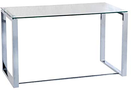 Adec Group Benetto XL, Mesa de Cristal para Estudio, Escritorio, Despacho o Oficina, Acabado en Cristal y Cromo, Medidas: 120 cm (Ancho) x 74 cm (Alto) x 60 cm (Fondo)