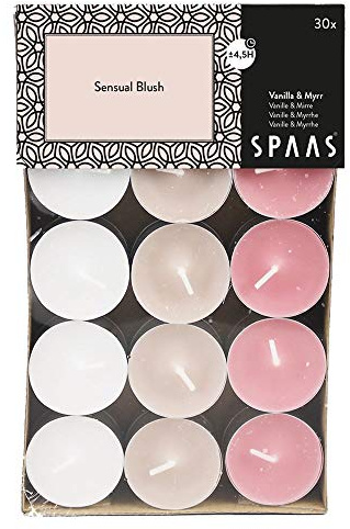Ivyline SPAAS 30 Bougies Chauffe-Plats parfumées Couleurs Assorties, ± 4,5 Heures - Sensual Blush, Blanc