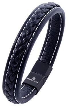 Elanox Lederarmband für Herren Damen | Armband mit Verlängerung | 22 cm | Verschluss aus hochwertigem Edelstahl | schwarz