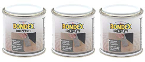Bondex Holzpaste 3x150g Holzpaste Holzkitt Reparaturpaste zum ausbessern von Risse Löcher Kratzer Laminat Parkett Möbel und Holz (weiss)