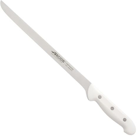 Arcos Jamonmesser Flexibel Edelstahl NITRUM, 27,5 cm Klinge, Weißer Polypropylen-Griff, Langlebig, Artika Serie