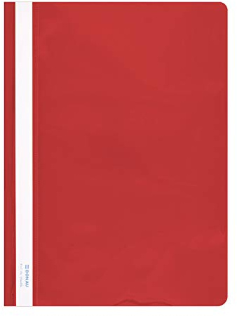 DONAU 1705001PL-04 Plastik Schnellhefter A4 Rot, Sichthefter Kunststoff Strapazierfähigem PVC Hart Glasklares Deckblatt, für Büro und Schule, Fassungsvermögen ca. 200 Blatt | 10er Pack