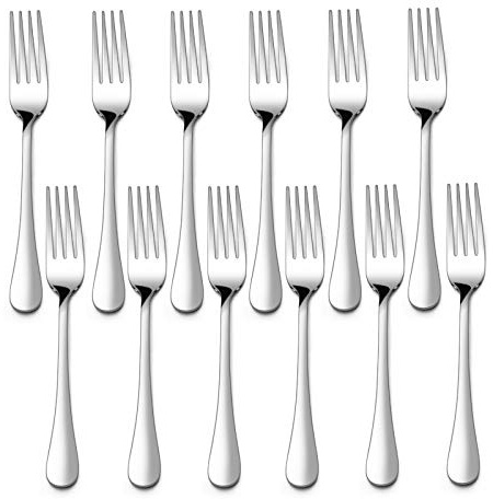E-far Salad Forks Set of 12, Stainless Steel Small Appetizer Dessert Forks, Mirror Finish & Dishwasher Safe, 6.7-Inch