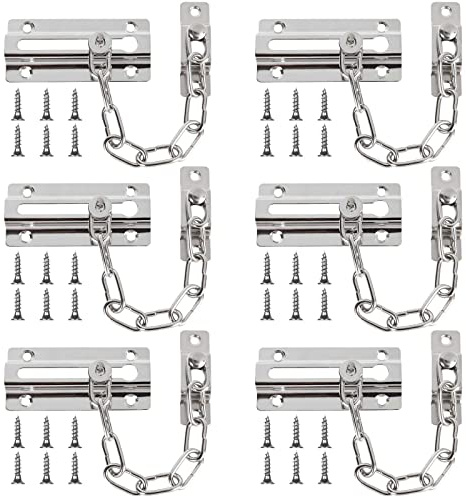 CYEAH Door Chain Lock Heavy Duty, 6 Pack Chain Lock Door Guard with Lock, Sturdy and Rust-Resistant Steel Chain Locks for Inside Door And Extra Front Door Lock, Door Locks for Kids Safety