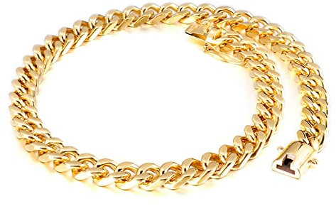 BCughia Zarte Halskette, Ketten Männer Gold Panzerkette Druckknopfverschlüsse Edelstahl Bungee Hip Hop Design Jubiläum Halskette Herren 650mm
