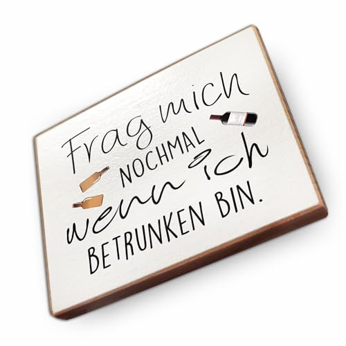 Kühlschrankmagnet mit Spruch - F - Handmade aus Buchenholz - Magnet für Kühlschrank Süß Witzig Lustig - Küchen Kühlschrank Deko 6.5cm x 5cm - Geschenk-Idee (Frag Mich nochmal wenn ich)
