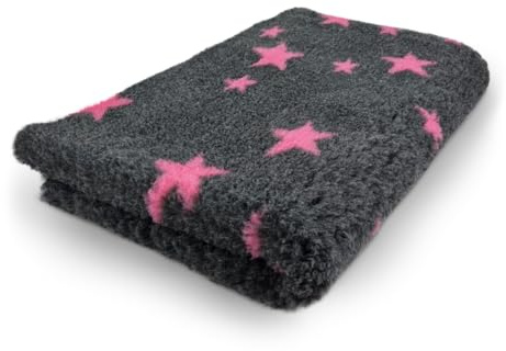 Topmast Vetbedden, Anti Rutsch Hundedecke, 100 x 75 cm, Sterne, Anthrazit und Fuchsie, Maschinenwaschbar, Rutschfeste Hundematte, Hundebett für Hunde und Welpen (Medium)