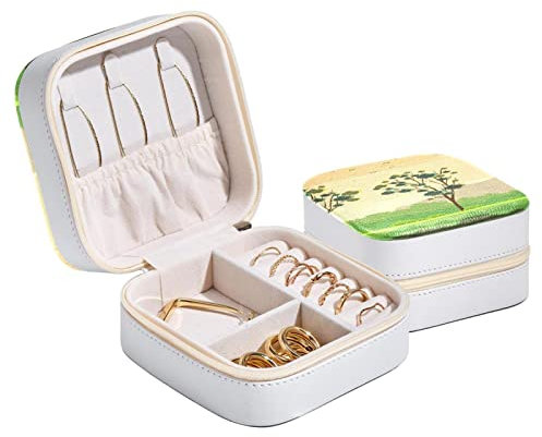 Schmuck-Aufbewahrungsbox, Reise-Schmucketui, Landschaft, Gummibaum, für Frauen und Mädchen