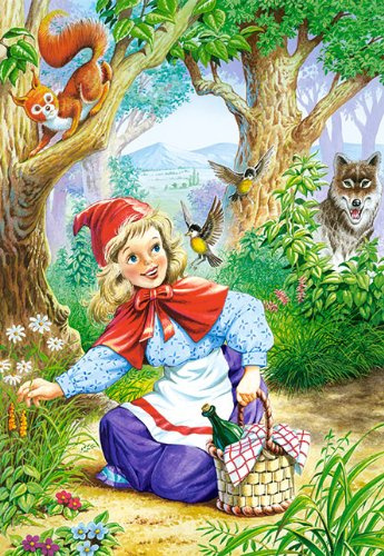 alles-meine.de GmbH Puzzle 60 Teile - Märchen Rotkäppchen und der böse Wolf - Brüder Grimm - Kinderpuzzle für Kinder - Märchenpuzzle Piroschka