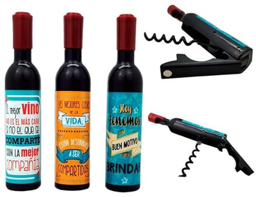 DISOK - Sacacorchos Abridor Magnético Frases. Detalles Bodas Originales para bodas, Abrebotellas para eventos, fiestas, bares y restaurantes. (36)