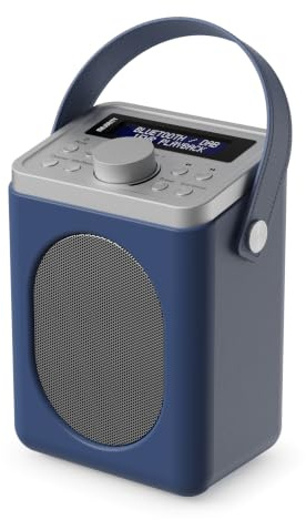 MAJORITY Little Shelford Portable DAB+ Radio with Bluetooth | 15 Hour Battery Playback and Mains Powered | Dual Alarm & Snooze Function | 20+ Presets, FM, Headphone Jack (Blue + Grey)