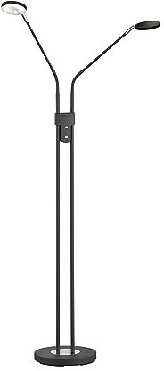 FHL easy! | Stehleuchte, Luna | 2x LED max. 6 Watt | mit Taster getrennt stufenlos dimmbar | Lichtfarbe stufenlos einstellbar | (sandschwarz/chromfarben)
