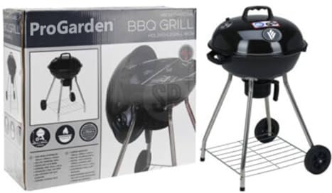 Holzkohlegrill, rund, mit Deckel und Rädern, 56 cm