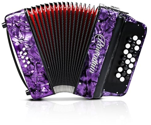 Accordions 22 Key 8 Bass Beginner Button Accordion Portable Straps(Purple)
