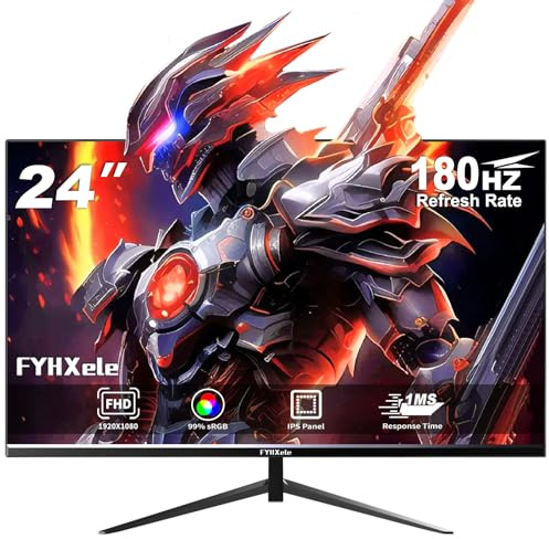 FYHXele 24 Pulgadas IPS 180hz Gaming Monitor, 1ms MPRT, FHD 1080P Gaming Monitor, Soporte 144hz/165hz/180hz, AMD Freesync Premium Display, Eye Care, DisplayPort, HDMI