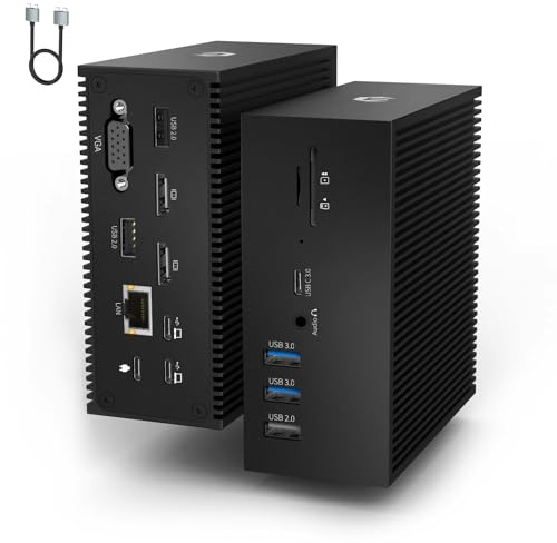 Docking station USB C, 16 in 2, universale, USB C Dock Triple Display con 4K HDMI, VGA, 100 W PD USB C Hub per MacBook Pro/Air, Lenovo, HP, Dell (USB-A/C 3.0, RJ45 LAN, Audio & Mic, SD/TF)