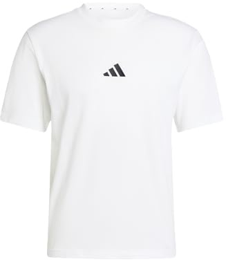 adidas Men's Essentials Small Logo Single Jersey Shirt, White/Black, XL